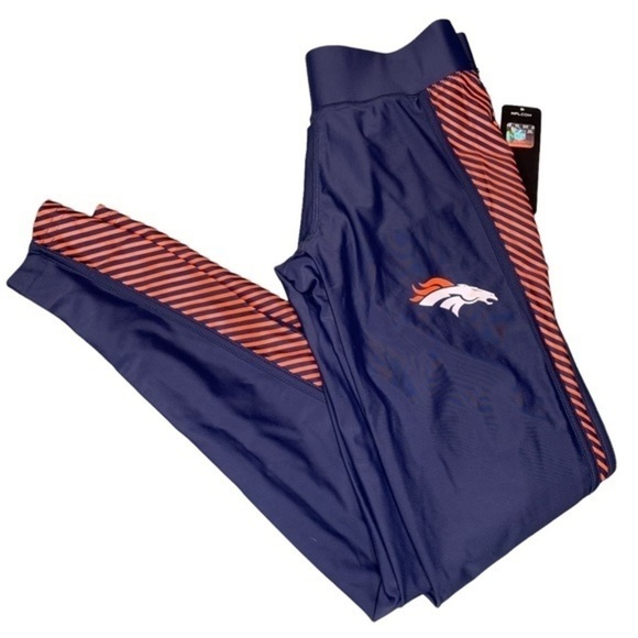 NFL Denver Broncos Women’s Striped Panel Leggings - Picture 1 of 4